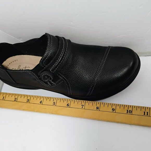 Clarks Unstructured Black Leather Round Toe Flats Loafers Shoes 7.5M - Picture 9 of 9